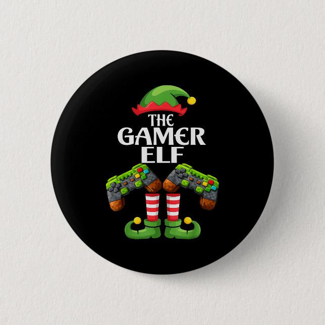 Funny The Gamer Elf Christmas Gamer Boy Kids  Button (Vorderseite)