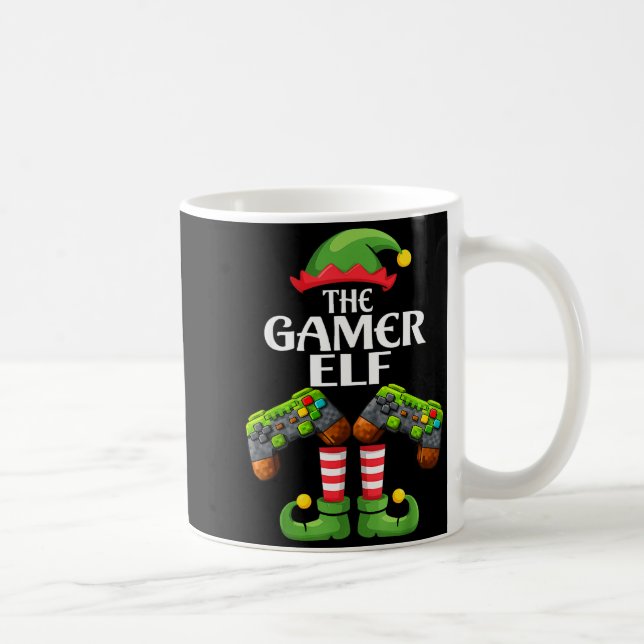 Funny The Gamer Elf Christmas Gamer Boy Kids  Kaffeetasse (Rechts)