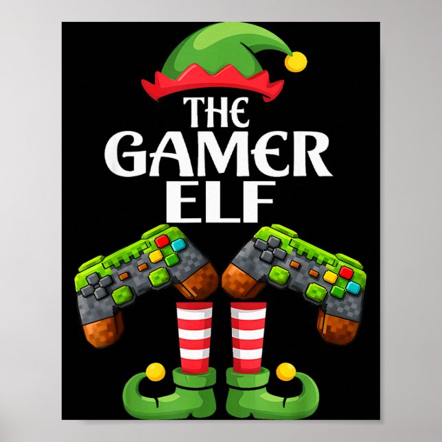 Funny The Gamer Elf Christmas Gamer Boy Kids  Poster (Vorne)