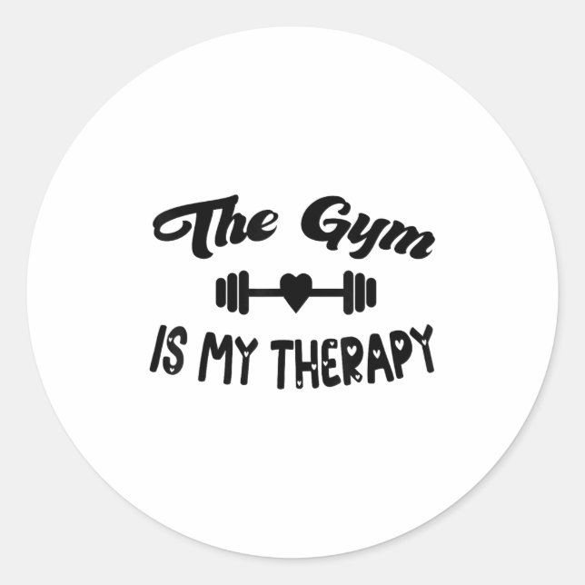 Funny The Gym Is My Therapy Motivational Fitness L Runder Aufkleber (Vorderseite)