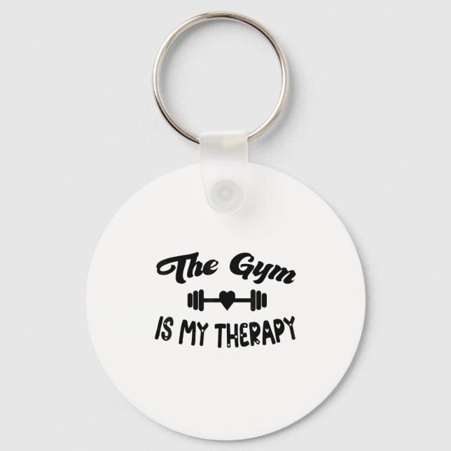 Funny The Gym Is My Therapy Motivational Fitness L Schlüsselanhänger (Vorderseite)