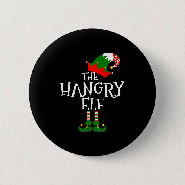 Funny The Hangry Elf Matching Family Group Gift Ch Button (Vorderseite)