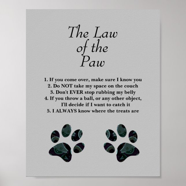 Funny "The Law of the Paw" Poster (Vorne)