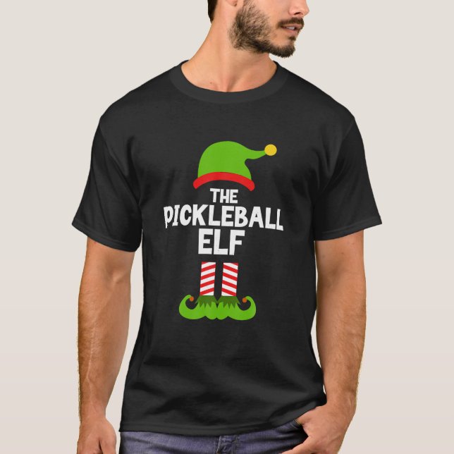 Funny the Pickleball Elf Weihnachtslieder Familie T-Shirt (Vorderseite)
