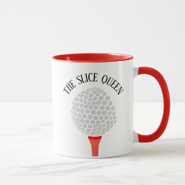 Funny the Slice Queen Golf Ball T-Shirt Tasse (Rechts)