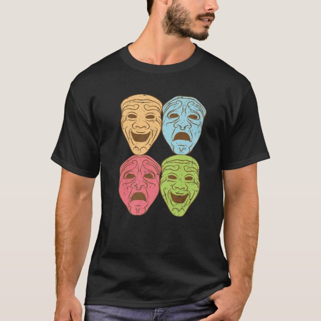 Funny Theater Design Männer Frauen Theater Masken  T-Shirt (Vorderseite)