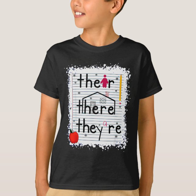 Funny Their There They Are Book English Grammar Te T-Shirt (Vorderseite)