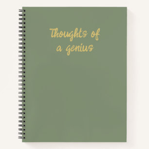Funny Thinghts of a Genius Sage Green Gold Notizbuch