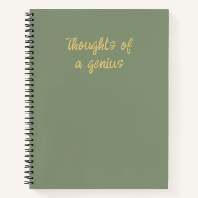 Funny Thinghts of a Genius Sage Green Gold Notizbuch (Vorderseite)