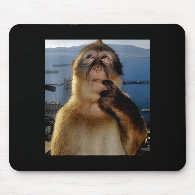 Funny Thinking Monkey Meme Curious Ape Brainrot Gi Mousepad (Vorne)