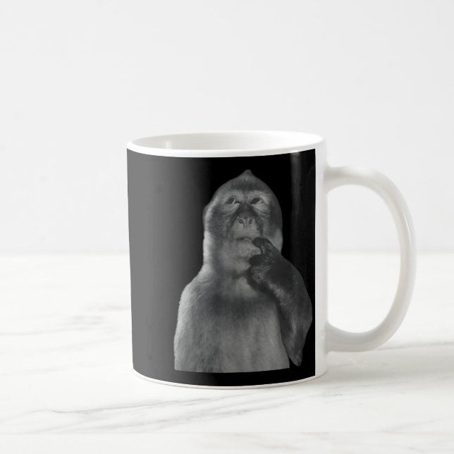 Funny Thinking Monkey Meme Curious Ape Brainrot  Kaffeetasse (Rechts)