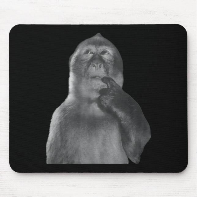 Funny Thinking Monkey Meme Curious Ape Brainrot  Mousepad (Vorne)