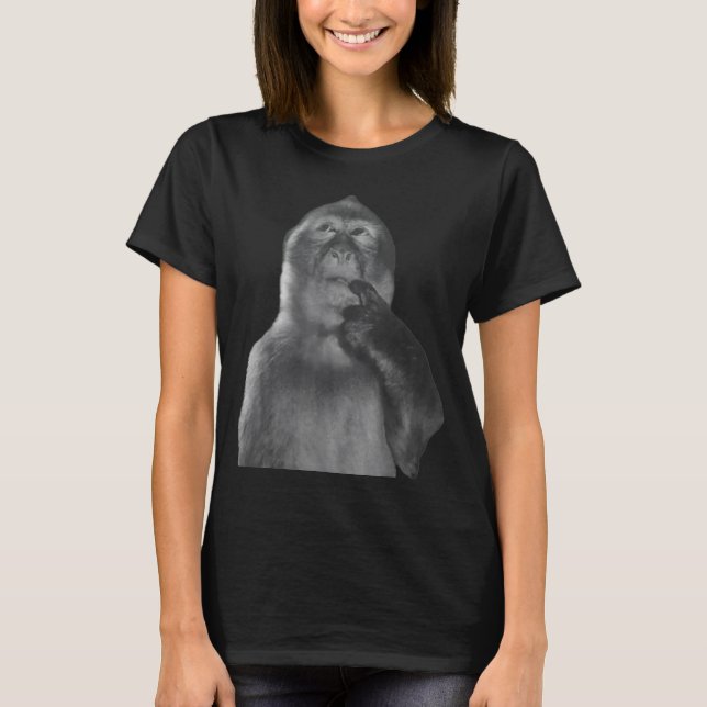 Funny Thinking Monkey Meme Curious Ape Brainrot  T-Shirt (Vorderseite)
