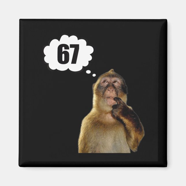 Funny Thinking Monkey Meme Six Seven 6 7 Meme  Magnet (Vorne)