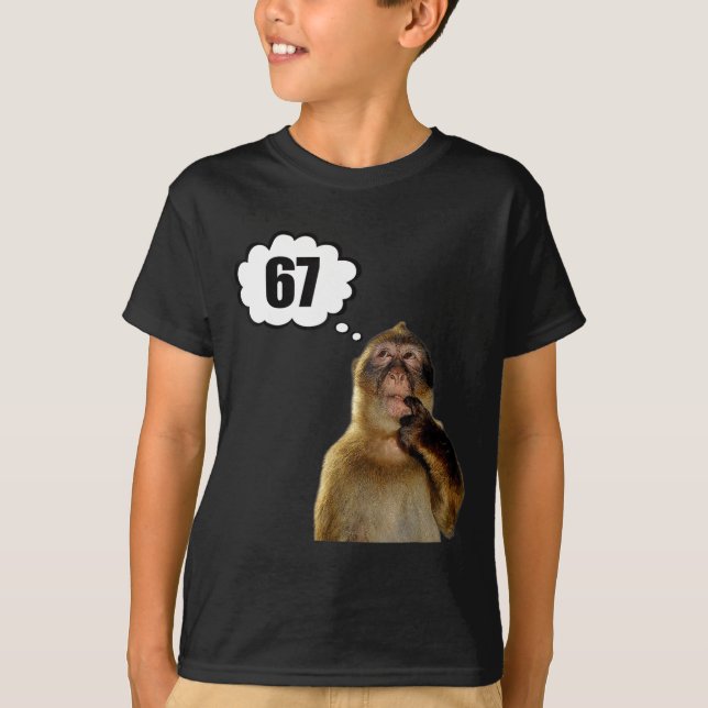 Funny Thinking Monkey Meme Six Seven 6 7 Meme  T-Shirt (Vorderseite)