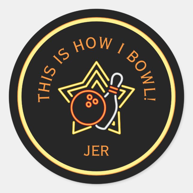Funny This Is How I Bowl Retro Bowling  Runder Aufkleber (Vorderseite)