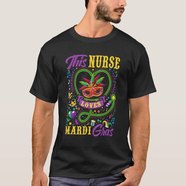 Funny This Nurse Lieben Mardi Gras Crawfish Carniv T-Shirt (Vorderseite)