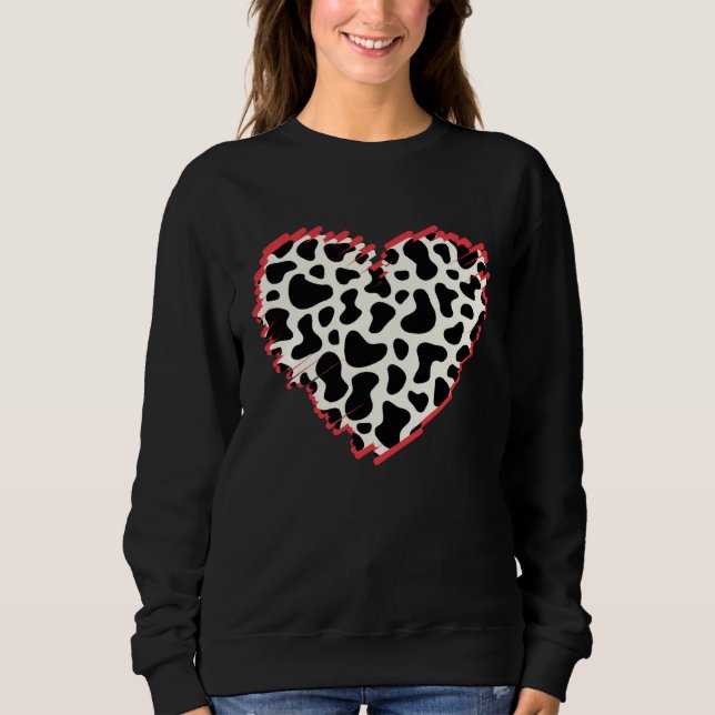 Funny three Hearts Cow Pattern for Cow Lover-valen Sweatshirt (Vorderseite)