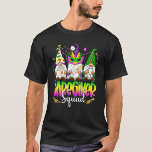 Funny Three Nordic Gnome Caregiver Squad Mardi Gra T-Shirt