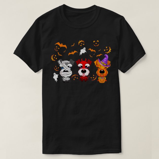 Funny Three Schnauzer Halloween Costume  T-Shirt (Design vorne)