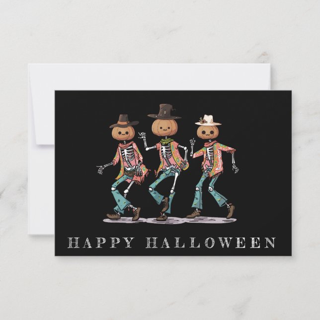 Funny Three Skeleton Halloween Karte (Vorderseite)