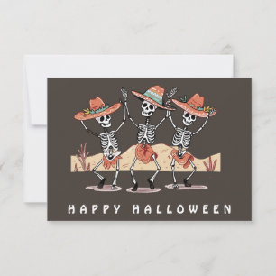 Funny Three Skeleton Halloween Karte