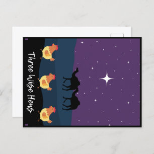 Funny Three Wise Hens Christmas Postcard Postkarte
