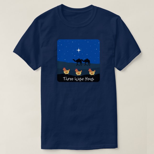Funny Three Wise Hens Weihnachten T-Shirt (Design vorne)