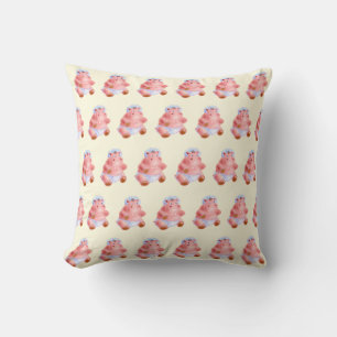 Funny Throw Kissen mit Happy Baby Hippo