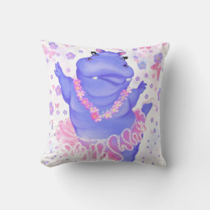Funny Throw Pillow Ballerina Hippo Ballet Dancer Kissen