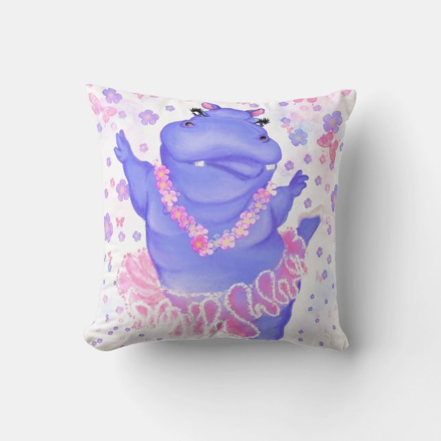 Funny Throw Pillow Ballerina Hippo Ballet Dancer Kissen (Vorderseite)