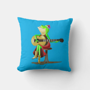 Funny Throw Pillow Frog Gitarre spielen Ihre Farbe Kissen
