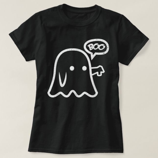 Funny Thumbs Down Boo Ghost Halloween T-Shirt (Design vorne)