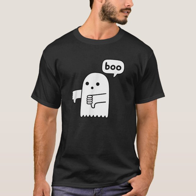 Funny Thumbs Down Ghost Screaming Boo Disapproval  T-Shirt (Vorderseite)