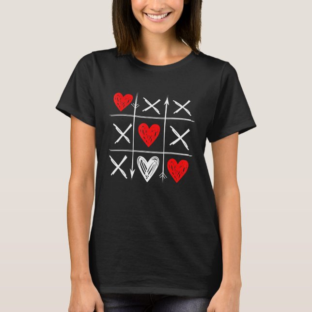 Funny Tic Tac Toe Game Niedlich Valentine Day Verl T-Shirt (Vorderseite)