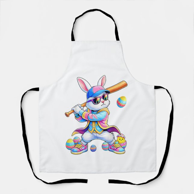Funny Tie Dye Rabbit Baseball Easter Bunny Men Boy Schürze (Vorderseite)