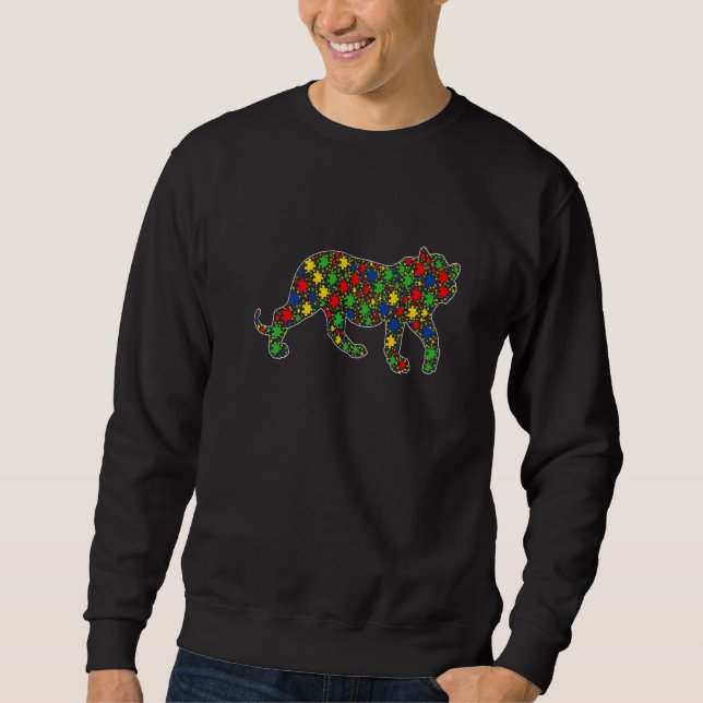 Funny Tiger Animals Puzzle Stücke Autismus Bewusst Sweatshirt (Vorderseite)