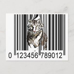 Funny tiger Barcode Vektor Postkarte
