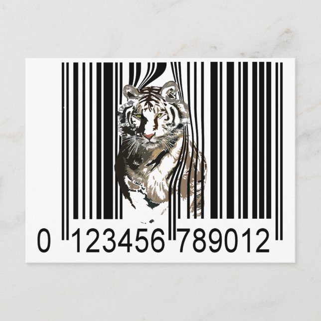 Funny tiger Barcode Vektor Postkarte (Vorderseite)
