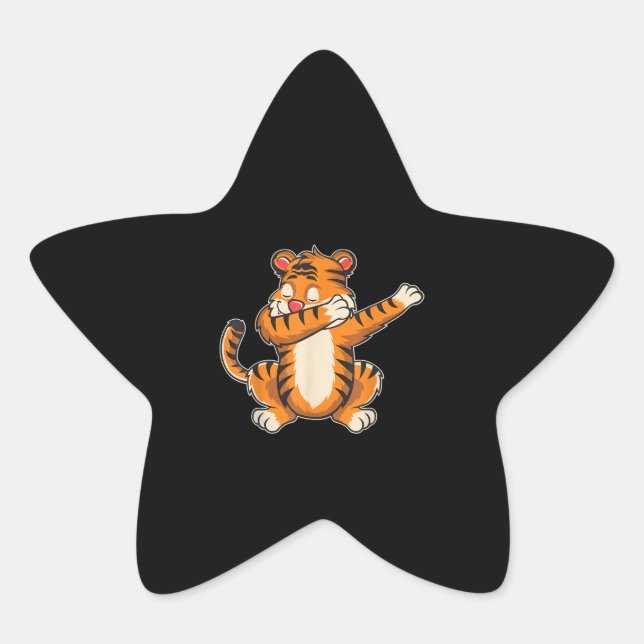 Funny Tiger Dab - Dabbing Tiger T - Tiger Stern-Aufkleber (Vorderseite)