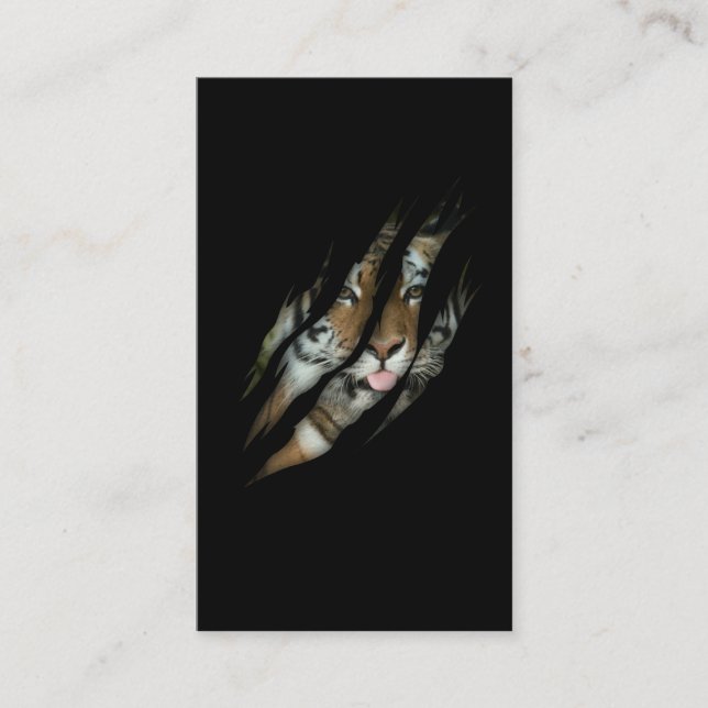 Funny Tiger Face Torn Claw Wild Safari Tierkatze Visitenkarte (Vorderseite)