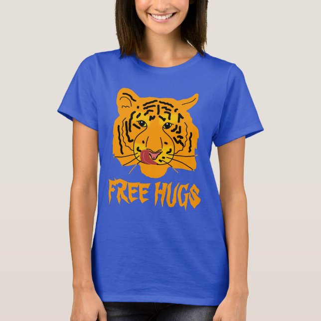 Funny Tiger Free Hugs einzigartig anpassbar T-Shirt (Vorderseite)