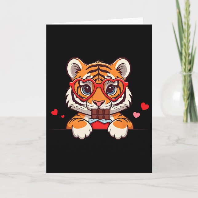 Funny Tiger Heart Chocolate Valentine Tiger Womens Karte (Vorderseite)