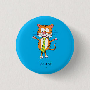 Funny Tiger in einer Krawatte Cartoon Kinder Button