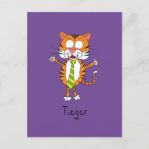 Funny Tiger in einer Krawatte Cartoon Kinder Postkarte