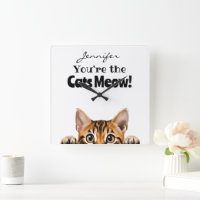 Funny Tiger Tabby Chat Wall Clock