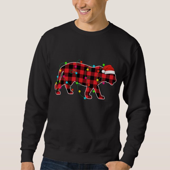 Funny Tiger Weihnachtsbaum Rote Karierte Weihnacht Sweatshirt (Vorderseite)