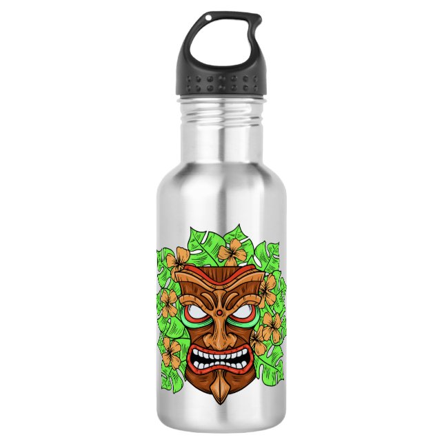 Funny Tiki Mask individuelle Name Wasserflaschen Trinkflasche (Vorderseite)