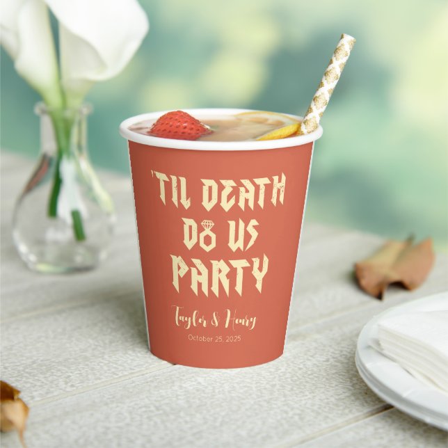 Funny Till Death Do us Party Hochzeitspapier Cups Pappbecher (In Situ)
