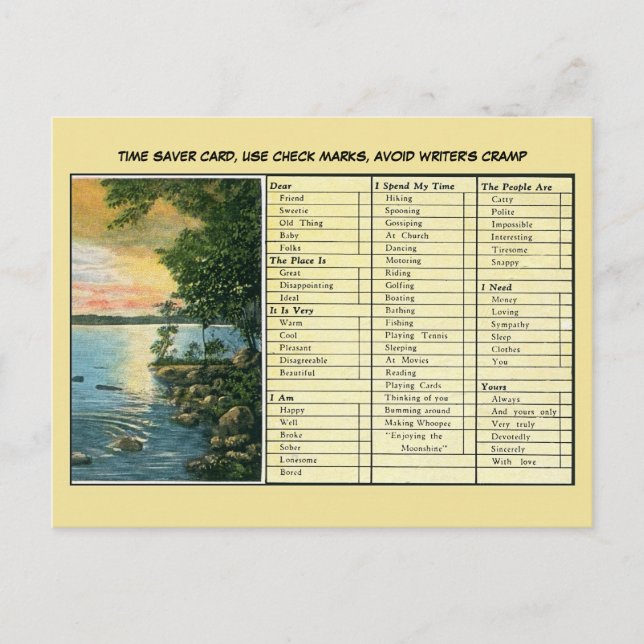 Funny Time Saver für faule Leute Postkarte (Vorderseite)